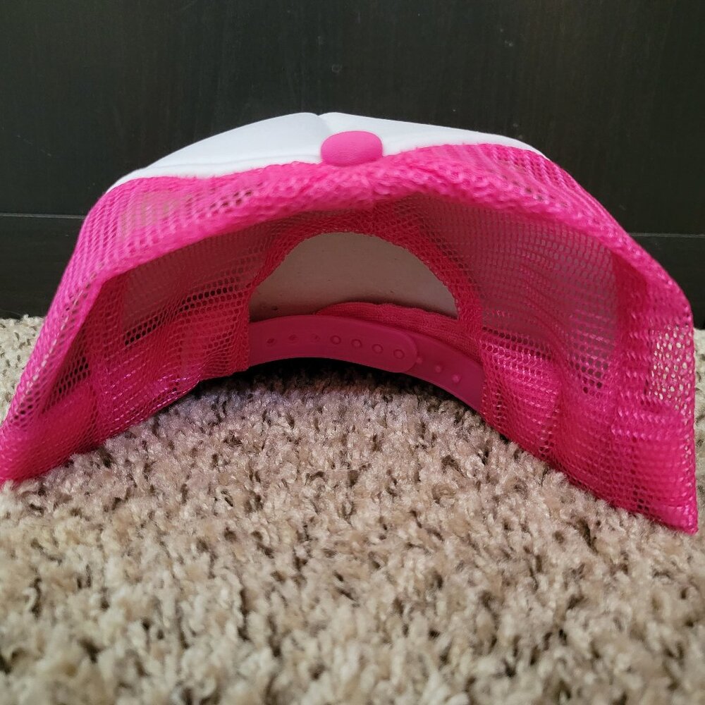Roxy Womens Trucker Hat Pink White Baseball Ball Cap Logo Mesh Adjustable - Picture 3 of 5